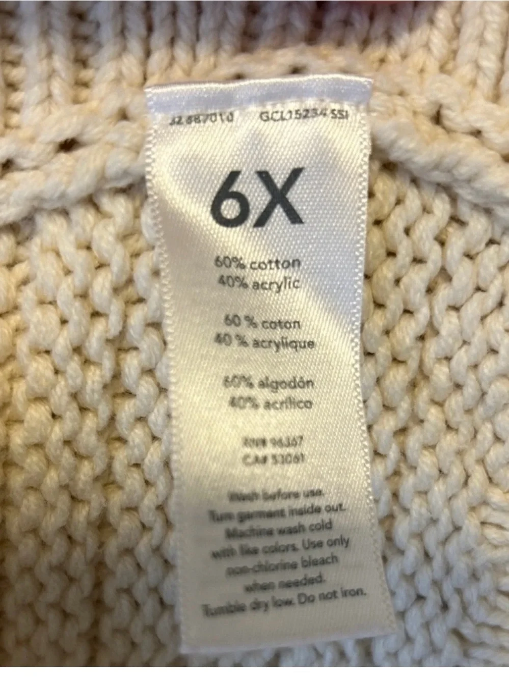 Girls Cream Cable-Knit Turtleneck Sweater